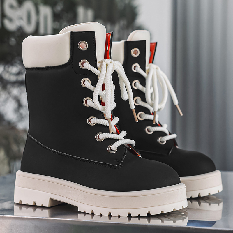 Mens Fashion Autumn 2025 - Grube podeszwy, ciepłe, wysokie sneakersy męskie