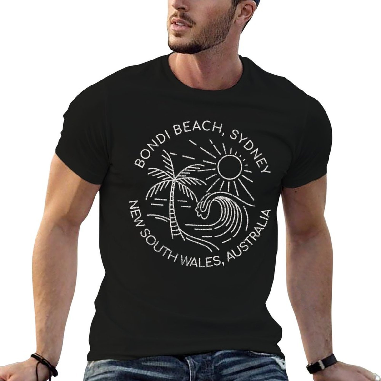 Men'S Fashion Sydney - Koszulka Bondi Beach Sydney Australia Text
