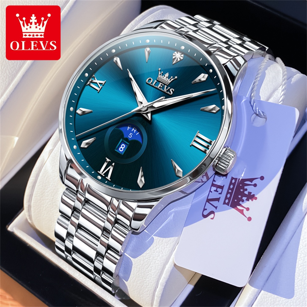Fashion Mens Watches - OLEVS Moon Phase męskie zegarki kalendarz