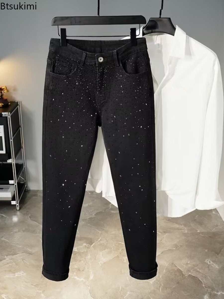 Men'S Fashion Nova Jeans - Męskie czarne jeansy 2026, modne, z
