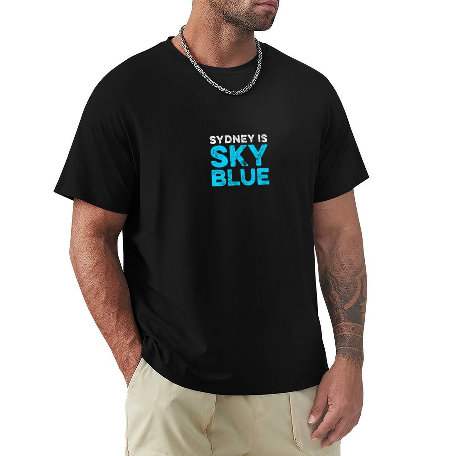 Men'S Fashion Sydney - Sydney to błękitna koszulka T-Shirt, letnia