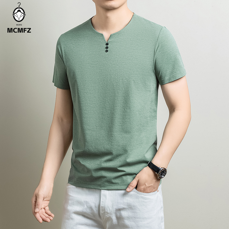 Men'S Fashion Undershirt - Męska koszulka Henley, wygodna, z mieszanki
