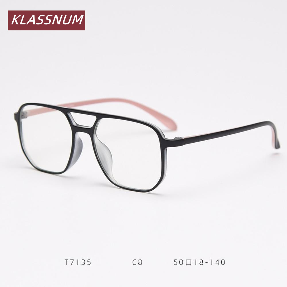 Men'S Fashion Non Prescription Glasses - Oprawki okularów KLASSNUM z podwójnym mostkiem,