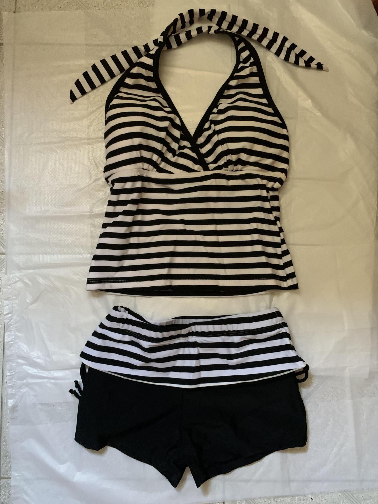 Swim Trunk Shorts - Pasiasty tankini dwuczęściowy strój kąpielowy w