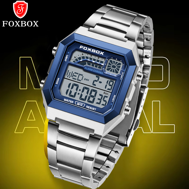Fashion Mens Watches - FOXBOX Modny Luksusowy Cyfrowy Zegarek Męski