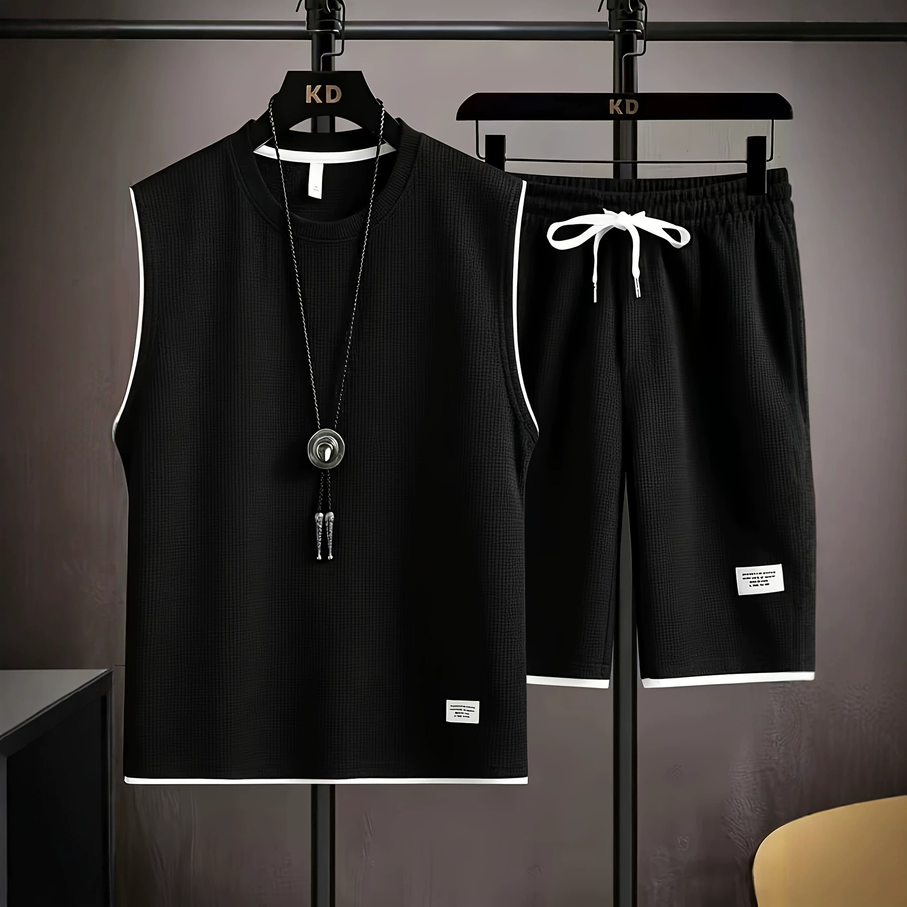 Letnie męskie komplety kamizel – Mens Fashion Casual recenzja i cena