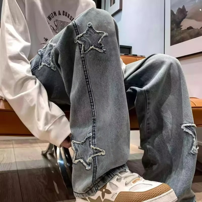Nowe męskie haftowane gwiazdki – Men'S Fashion Nova Jeans recenzja i cena