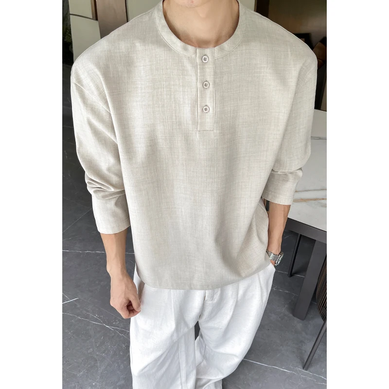 Męska koszula Henley z imitacj – Mens Fashion Casual recenzja i cena