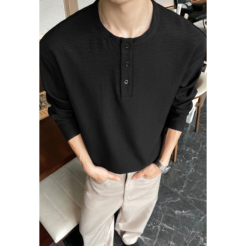 Męska koszula Henley z imitacj – Mens Fashion Casual recenzja i cena